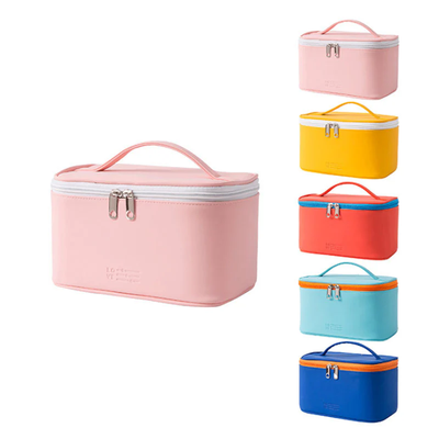 Candy color PU waterproof portable cosmetic bag